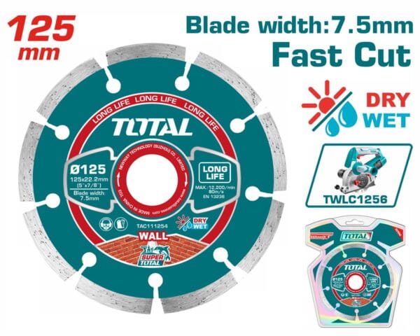 TOTAL ΕΠΑΓΓ. ΑΝΤΑΛΛΑΚΤΙΚΟΣ ΔΙΑΜΑΝΤΟΔΙΣΚΟΣ Φ-125mm X 22.2mm ΓΙΑ TWLC1256 (TAC111254) - Image 1