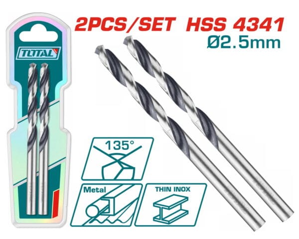 TOTAL ΕΠΑΓΓ. ΤΡΥΠΑΝΙ HSS DIN4341 2.5mm 2τεμ (TAC1200254) - Image 1