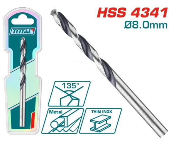 TOTAL ΕΠΑΓΓ. ΤΡΥΠΑΝΙ HSS DIN4341 8mm 1τεμ (TAC1200804) - Image 1