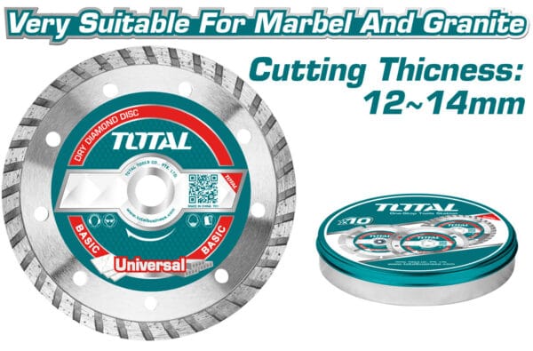 TOTAL ΔΙΑΜΑΝΤΟΔΙΣΚΟΙ TURBO ΞΗΡΑΣ ΚΟΠΗΣ 180mm 5TEM ΣΕ ΜΕΤΑΛΛΙΚΟ ΚΟΥΤΑΚΙ (TAC2131803M) - Image 1