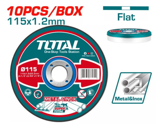 TOTAL ΔΙΣΚΟΣ ΚΟΠΗΣ ΙΝΟΧ - ΜΕΤΑΛΛΟΥ 115 Χ 1.2mm ΣΕ ΜΕΤΑΛΛΙΚΟ ΚΟΥΤΑΚΙ (TAC2211155) - Image 1