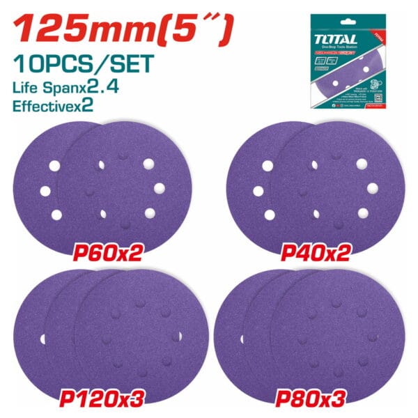 TOTAL ΣΕΤ ΓΥΑΛΟΧΑΡΤΑ 125mm 10ΤΕΜ ΓΙΑ TROSLI2001 / TF2031256 / TF2131256 (TAC73125101) - Image 1