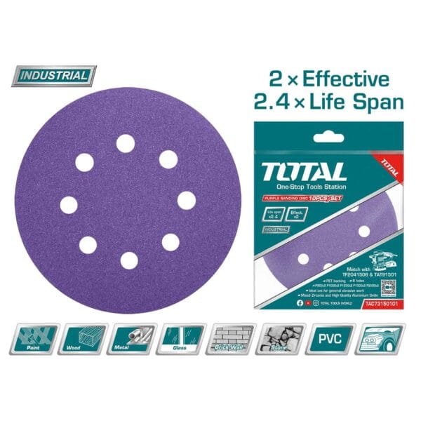 TOTAL ΣΕΤ ΓΥΑΛΟΧΑΡΤΑ 150mm 10ΤΕΜ ΓΙΑ TAT91501 / TF2041506 (TAC73150101) - Image 1