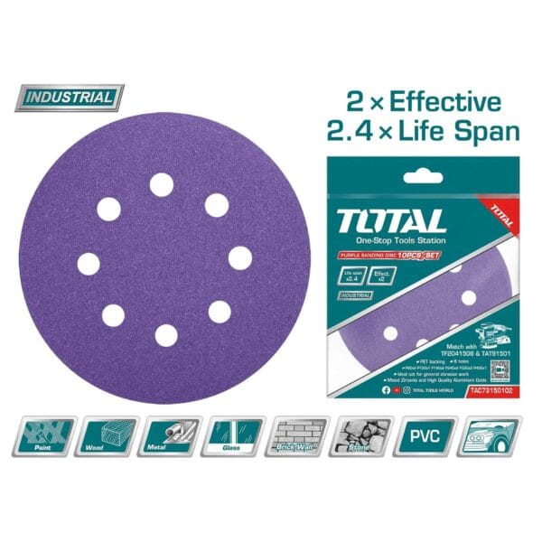 TOTAL ΣΕΤ ΓΥΑΛΟΧΑΡΤΑ 150mm 10τεμ ΓΙΑ TAT91501 / TF2041506 (TAC73150102) - Image 1