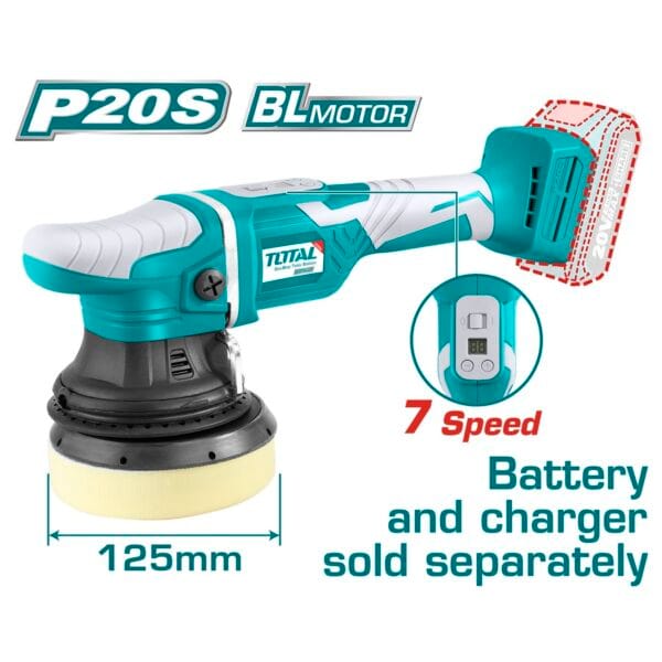 TOTAL ΕΠΑΓΓ. ΓΩΝΙΑΚΟΣ ΑΛΟΙΦΑΔΟΡΟΣ ΜΠΑΤ. Li-ion 20V / 125mm ΧΩΡΙΣ ΜΠΑΤΑΡΙΑ & ΦΟΡΤΙΣΤΗ (TAPLI2002) - Image 1