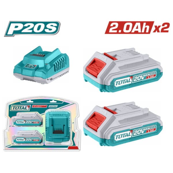 TOTAL ΕΠΑΓΓ. ΣΕΤ 2τεμ ΜΠΑΤ. TFBLI2001 Li-ion 20V/2Ah + 1τεμ ΦΟΡΤΙΣΤΗΣ TFCLI2001 (TFBCPK1222E) - Image 1