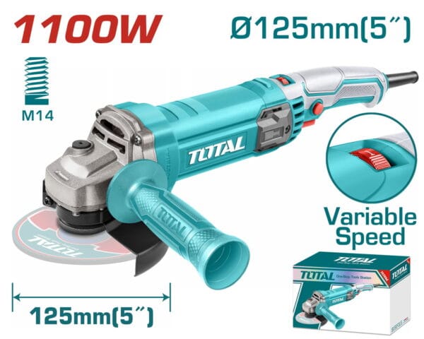 TOTAL ΕΠΑΓΓ. ΓΩΝΙΑΚΟΣ ΛΕΙΑΝΤΗΡΑΣ 1.100W - 125mm ΗΛΕΚΤΡΟΝΙΚΟΣ (TG110125565) - Image 1