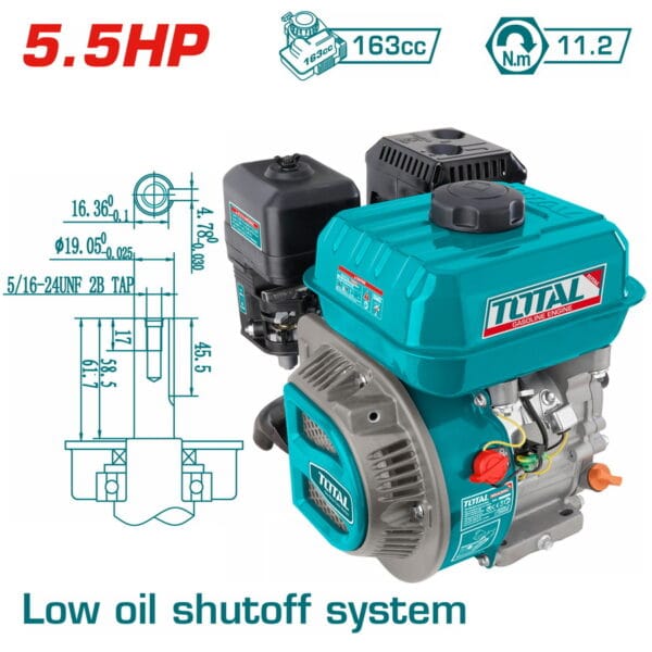 TOTAL ΕΠΑΓΓ. ΚΙΝΗΤΗΡΑΣ ΒΕΝΖΙΝΗΣ 163cc - 5.5HP ΣΦΗΝΑ (TGEN16811) - Image 1