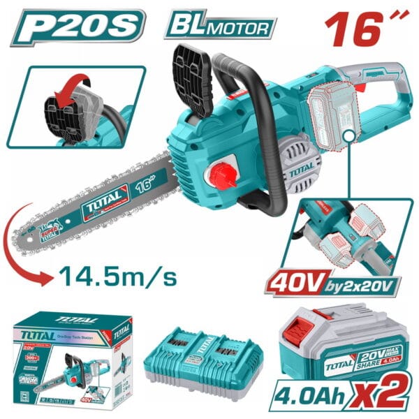 TOTAL ΣΕΤ ΕΠΑΓΓΕΛΜΑΤΙΚΟ ΑΛΥΣΟΠΡΙΟΝΟ ΜΠΑΤ. Li-ion 40V / 4Ah / 2 ΜΠΑΤΑΡΙΕΣ  (TGSLI401682) - Image 1