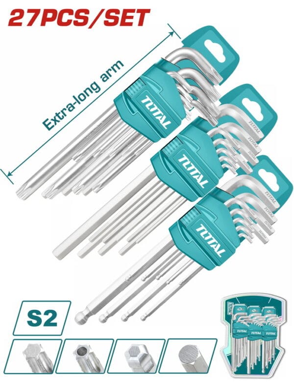 TOTAL ΕΠΑΓΓ. ΣΕΤ ΑΛΛΕΝ ΜΠΙΛΙΑΣ 9ΤΕΜ + ΣΕΤ TORX 9TEM + ΣΕΤ ΑΛΛΕΝ 9ΤΕΜ (THT106KT0271) - Image 1