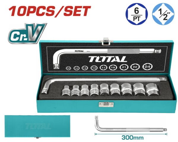 TOTAL ΣΕΤ ΚΑΣΕΤΙΝΑ ΚΑΡΥΔΑΚΙΑ 1/2" 10ΤΕΜ (THTL121101) - Image 1