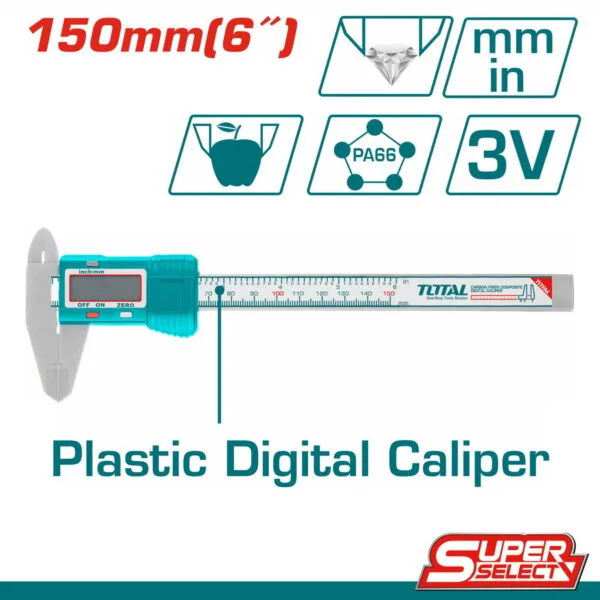 TOTAL ΠΑΧΥΜΕΤΡΟ ΠΛΑΣΤΙΚΟ ΨΗΦΙΑΚΟ 150mm SUPER SELECT (TMT331501) - Image 1