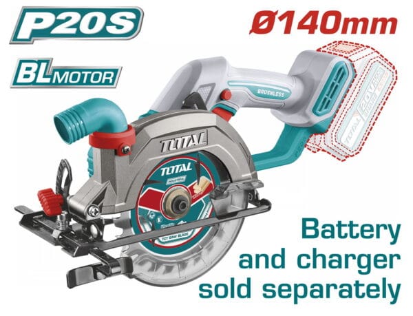 TOTAL ΕΠΑΓΓ. ΔΙΣΚΟΠΡΙΟΝΟ ΜΠΑΤ. Φ-140mm Li-ion 20V ΧΩΡΙΣ ΜΠΑΤΑΡΙΑ & ΦΟΡΤΙΣΤΗ (TSLI1402) - Image 1