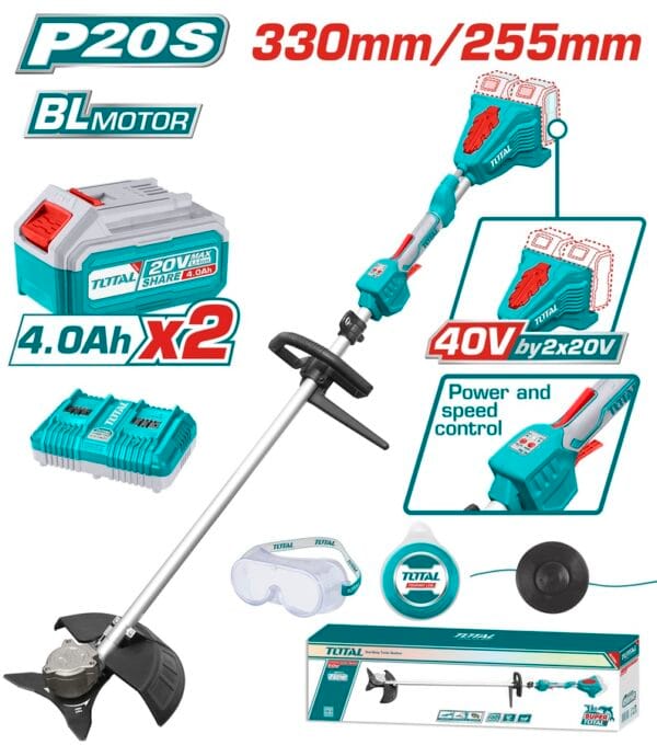TOTAL ΕΠΑΓΓ. ΘΑΜΝΟΚΟΠΤΙΚΟ ΜΠΑΤ. Li-ion 40V / 4Ah / 2 ΜΠΑΤΑΡΙΕΣ (TSTLI200285) - Image 1
