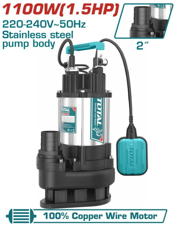 TOTAL ΥΠΟΒΡΥΧΙΑ ΑΝΤΛΙΑ ΛΥΜΑΤΩΝ ΙΝΟΧ Β.Τ 1.100W (TWP7110016) - Image 1