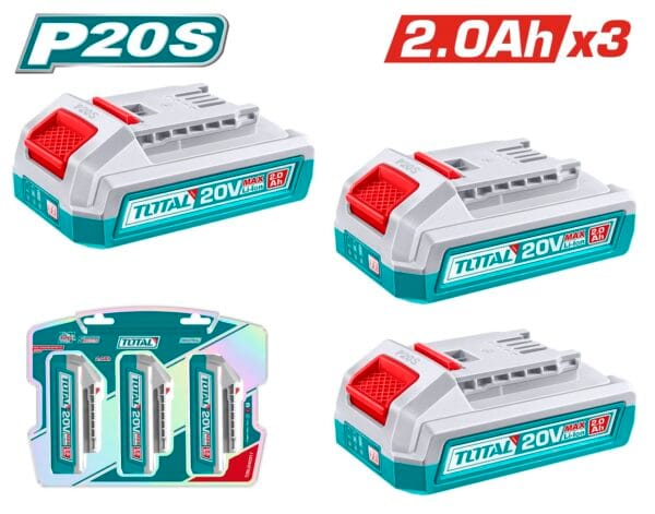 TOTAL ΕΠΑΓΓ. ΣΕΤ 3τεμ ΜΠΑΤ. TFBLI2001 Li-ion 20V / 2Ah (TOSLI240311E) - Image 1