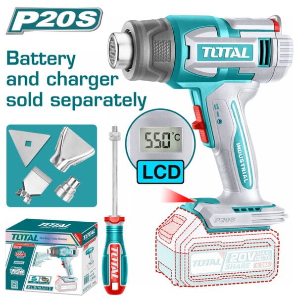 TOTAL ΕΠΑΓΓ. ΠΙΣΤΟΛΙ ΘΕΡΜΟΥ ΑΕΡΑ ΜΠΑΤ. Li-ion 20V ΧΩΡΙΣ ΜΠΑΤΑΡΙΑ & ΦΟΡΤΙΣΤΗ (TBLI2003) - Image 1