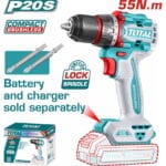 TOTAL ΕΠΑΓΓ. ΔΡΑΠΑΝΟΚΑΤΣΑΒΙΔΟ ΜΠΑΤ. Li-ion 20V / 55Nm BL Motor ΧΩΡΙΣ ΜΠΑΤ & ΦΟΡΤΙΣΤΗ (TDLI205581)