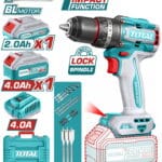 TOTAL ΕΠΑΓΓ. ΔΡΑΠ/ΒΙΔΟ ΚΡΟΥΣΤΙΚΟ ΜΠΑΤ. Li-ion 20V / 2Ah+4Ah / 86Nm / 2 ΜΠΑΤ BL Motor (TIDLI20868E)