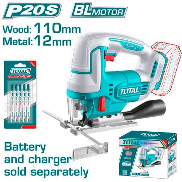 TOTAL ΕΠΑΓΓ. ΣΕΓΑ ΜΠΑΤ. Li-ion 20V ΧΩΡΙΣ ΜΠΑΤΑΡΙΑ & ΦΟΡΤΙΣΤΗ (TJSLI1008) - Image 1