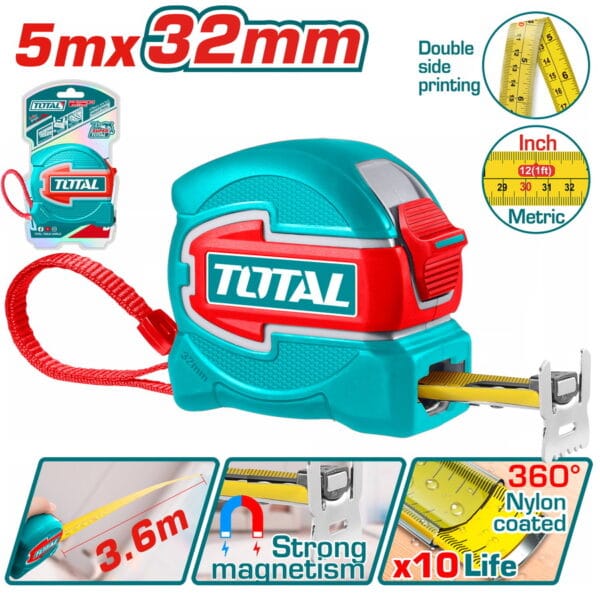 TOTAL ΕΠΑΓΓ. ΜΕΤΡΟΤΑΙΝΙΑ 5m X 32mm ΜΕΤΡΙΚΟ & ΙΝΤΣΑ (TMT80532) - Image 1