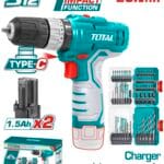 TOTAL ΕΠΑΓΓ. ΔΡΑΠ/ΒΙΔΟ ΚΡΟΥΣΤΙΚΟ ΜΠΑΤ. Li-ion 12V / 1.5Ah / 20Nm / 2 ΜΠΑΤ Type-C (TOSLI241197E)