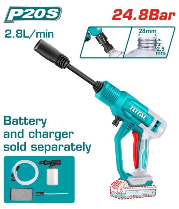 TOTAL ΠΛΥΣΤΙΚΟ ΥΨΗΛΗΣ ΠΙΕΣΗΣ ΜΠΑΤ. Li-ion 20V ΧΩΡΙΣ ΜΠΑΤΑΡΙΑ & ΦΟΡΤΙΣΤΗ (TPWLI2036) - Image 1