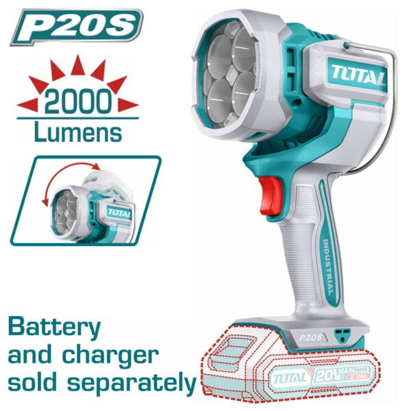 TOTAL ΕΠΑΓΓ. ΠΡΟΒΟΛΕΑΣ LED ΜΠΑΤ. Li-ion 20V ΧΩΡΙΣ ΜΠΑΤΑΡΙΑ & ΦΟΡΤΙΣΤΗ (TWLI2088) - Image 1
