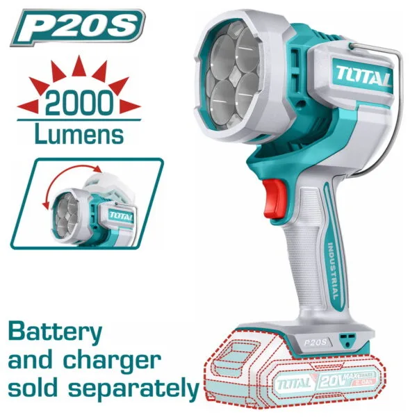 TOTAL ΕΠΑΓΓ. ΠΡΟΒΟΛΕΑΣ LED ΜΠΑΤ. Li-ion 20V ΧΩΡΙΣ ΜΠΑΤΑΡΙΑ & ΦΟΡΤΙΣΤΗ (TWLI2088) - Image 1