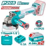 TOTAL ΕΠΑΓΓ. ΣΕΤ ΓΩΝΙΑΚΟΣ ΤΡΟΧΟΣ 125mm ΜΠΑΤ. Li-ion 20V / 4Ah / 2 ΜΠΑΤ (TAGLI271532E)