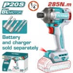 TOTAL ΕΠΑΓΓ. ΠΑΛΜΙΚΟ ΚΑΤΣΑΒΙΔΙ ΜΠΑΤ. Li-ion 20V / 285Nm ΧΩΡΙΣ ΜΠΑΤΑΡΙΑ & ΦΟΡΤΙΣΤΗ (TIRLI20281)