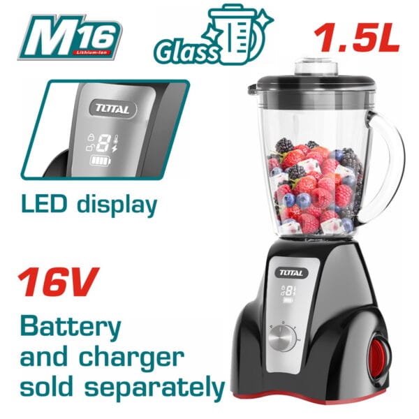 TOTAL ΜΠΛΕΝΤΕΡ ΜΠΑΤ.  Li-ion 16V / 1.5Lit ΧΩΡΙΣ ΜΠΑΤΑΡΙΑ & ΦΟΡΤΙΣΤΗ (TJB050K) - Image 1