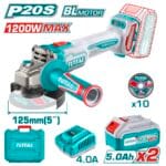 TOTAL ΕΠΑΓΓ. ΣΕΤ ΓΩΝΙΑΚΟΣ ΤΡΟΧΟΣ 125mm ΜΠΑΤ. Li-ion 20V / 5Ah / 2 ΜΠΑΤ (TAGLI2212532E)