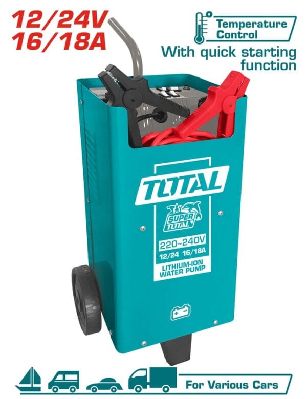 TOTAL ΕΠΑΓΓ. ΦΟΡΤΙΣΤΗΣ-ΕΚΚΙΝΗΤΗΣ ΜΠΑΤΑΡΙΩΝ 12/24V / 16-18A / 70-300Ah (TBC2201) - Image 1