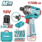 TOTAL ΕΠΑΓΓ. ΠΑΛΜΙΚΟ ΚΑΤΣΑΒΙΔΙ ΜΠΑΤ. Li-ion 16V / 2Ah / 170Nm / 2 ΜΠΑΤ (TIRLI16178E)