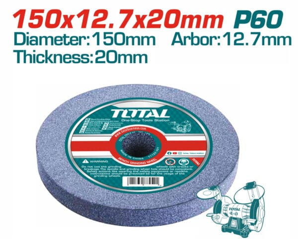 TOTAL ΣΜΥΡΔΟΤΡΟΧΟΣ Φ-150 Χ 12.7 Χ 20mm / 60grit ΓΙΑ TGB15015 (TAC1506027) - Image 1