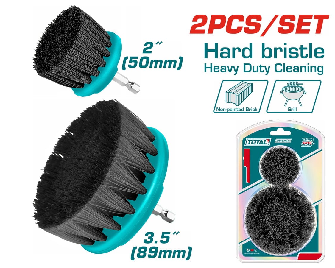 TACH1235 TOTAL ΕΠΑΓΓ. ΣΕΤ ΒΟΥΡΤΣΕΣ ΚΑΘΑΡΙΣΜΟΥ ΔΡΑΠΑΝΟΥ 2 TEM 1/4" Φ-50 & Φ-90mm ΣΚΛΗΡΕΣ (TACH1235) - Image 1