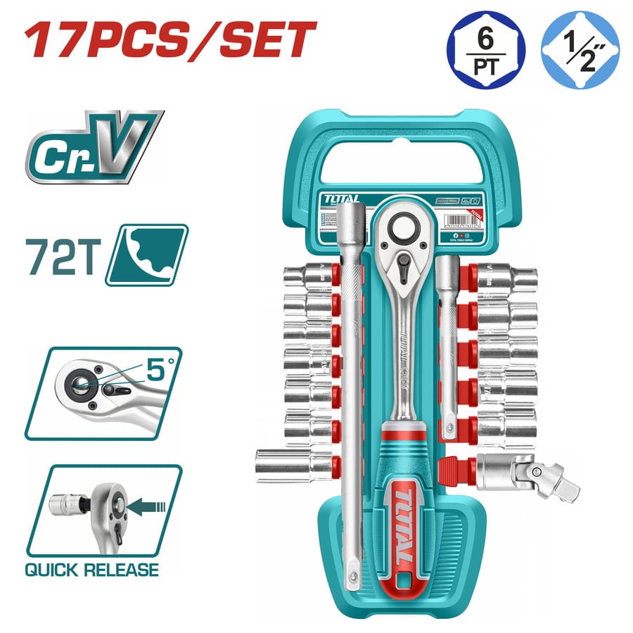THT121171 TOTAL ΕΠΑΓΓ. ΣΕΤ ΚΑΣΤΑΝΙΑ 1/2" ΜΕ ΚΑΡΥΔΑΚΙΑ 17ΤΕΜ (THT121171) - Image 1