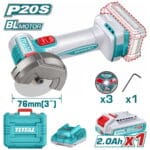 TOTAL ΕΠΑΓΓ. ΣΕΤ MINI ΓΩΝΙΑΚΟΣ ΤΡΟΧΟΣ ΜΠΑΤ. Li-ion 20V / 76mm / 2Ah / 1 ΜΠΑΤ BL Motor (TAGLI207625E)