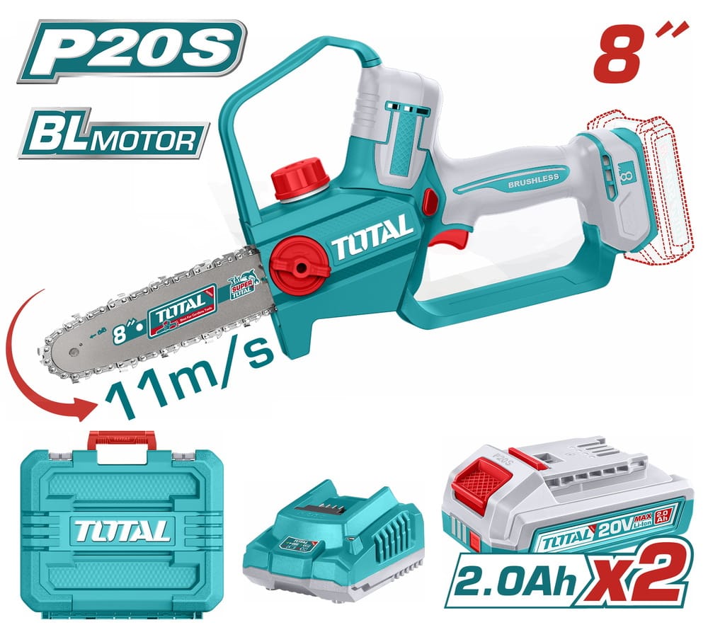 TGSLI-20882E TOTAL ΕΠΑΓΓ. ΣΕΤ ΑΛΥΣΟΠΡΙΟΝΟ ΚΛΑΔ ΜΠΑΤ Li-ion 20V / 8" / 2Ah / 2 ΜΠΑΤ ΣΕ ΒΑΛΙΤΣΑ BL Motor (TGSLI20882E) - Image 1