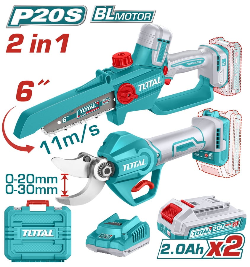 TOSLI250795E TOTAL ΕΠΑΓΓ. ΣΕΤ ΑΛΥΣΟΠΡΙΟΝΟ + ΨΑΛΙΔΙ ΜΠΑΤ. Li-ion 20V / 2Ah / 2 ΜΠΑΤ BL Motor (TOSLI250795E) - Image 1