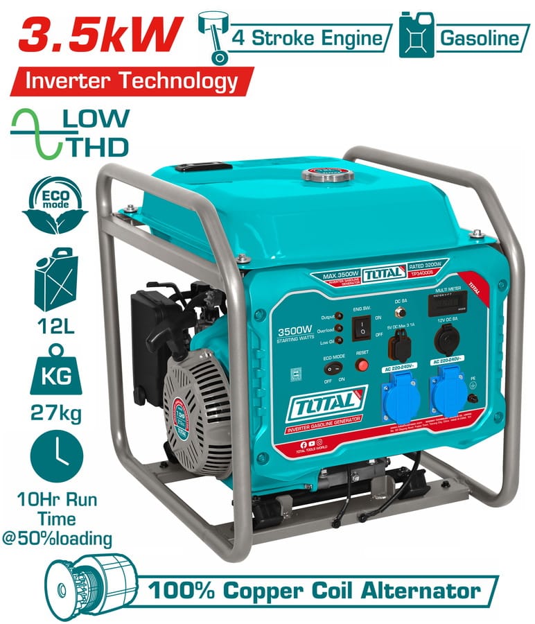 TP340006 TOTAL ΕΠΑΓΓ. ΗΛΕΚΤΡΟΓΕΝΝΗΤΡΙΑ ΒΕΝΖ. INVERTER 3.500W (TP340006) - Image 1