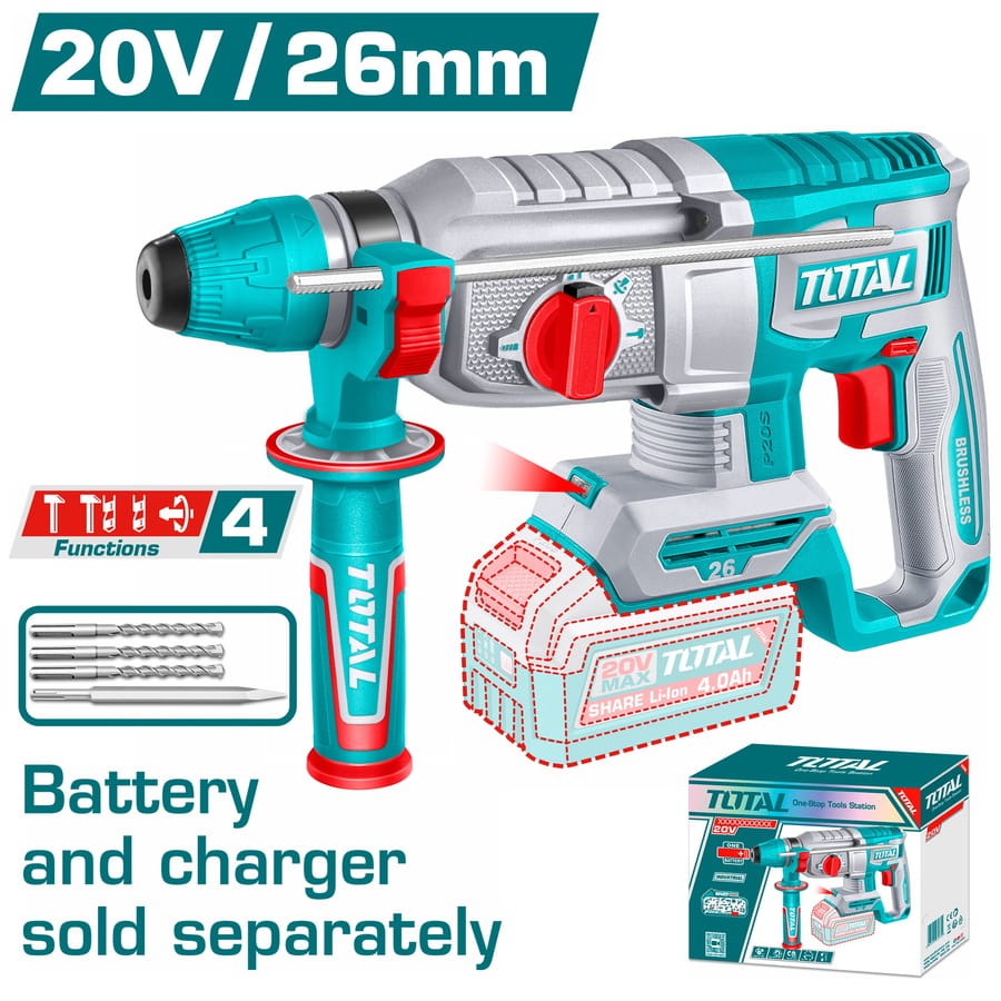 TRHLI26208 TOTAL ΕΠΑΓΓ. ΠΝΕΥΜΑΤΙΚΟ ΠΙΣΤΟΛΕΤΟ ΜΠΑΤ. Li-ion 20V / 26mm ΧΩΡΙΣ ΜΠΑΤΑΡΙΑ & ΦΟΡΤΙΣΤΗ BL Motor (TRHLI26208) - Image 1