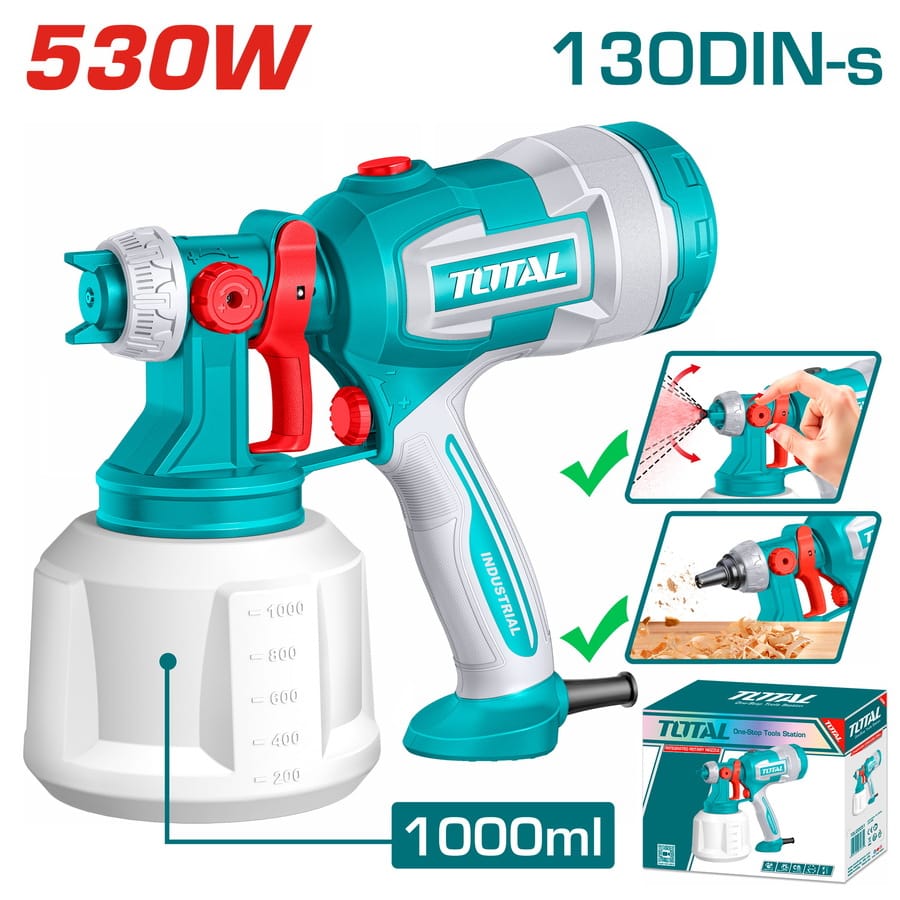 TT4506E TOTAL ΕΠΑΓΓ. ΗΛΕΚΤΡΙΚΟ ΠΙΣΤΟΛΙ ΒΑΦΗΣ 530W / 1000ml (Με λειτουργία φυσητήρα) (TT4506E) - Image 1