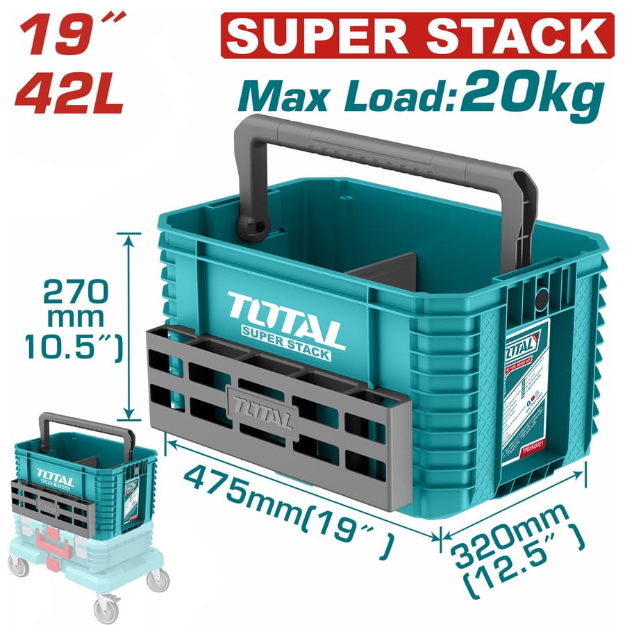 TPBXS104 TOTAL ΕΡΓΑΛΕΙΟΘΗΚΗ ΠΛΑΣΤΙΚΗ ΑΝΟΙΧΤΗ 19" / 42Lit SUPER STACK (TPBXS104) - Image 1